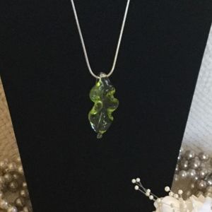 Vintage Sterling Chain Glass Leaf